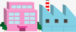 卡通粉色房屋小楼素材