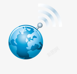 网络通讯图标蓝色网络通讯地球图标高清图片