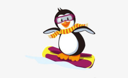 卡通滑雪企鹅素材