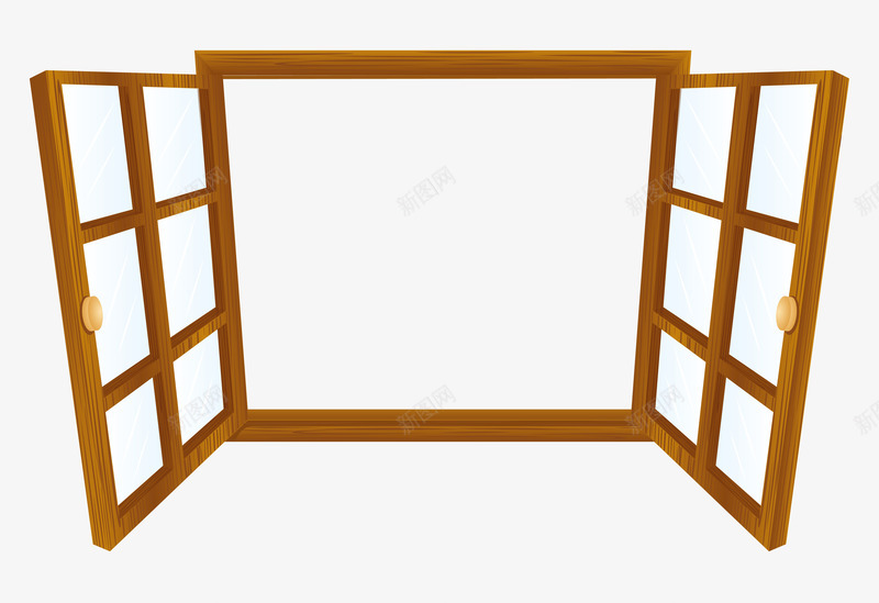 木质窗户框png免抠素材_88icon https://88icon.com 打开的窗户 木窗户 矢量素材 窗外 窗户