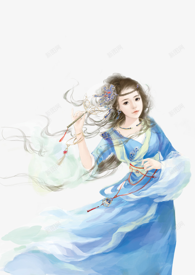 蓝色清新复古女生png免抠素材_88icon https://88icon.com 复古 女生 清新 蓝色