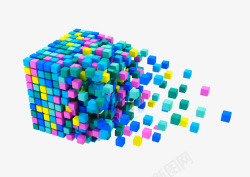 电脑合成动感彩色立方体高清图片