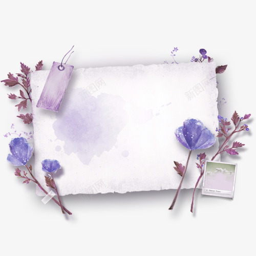 紫色清新花朵纸张边框纹理png免抠素材_88icon https://88icon.com 免抠PNG 清新 紫色 纸张 花朵 边框纹理
