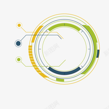 点线科技连线绿色圆环分析图标图标