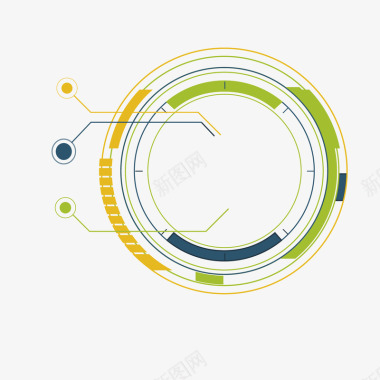 点线矢量素材绿色圆环分析图标图标