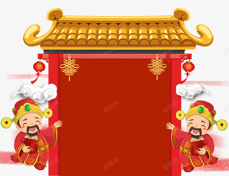 春节喜庆背景psd分层图png免抠素材_88icon https://88icon.com 卡通手绘古典建筑 喜庆背景 喜迎春节 字幕条 挥春 新年快乐 春节 欢庆狗年 狗年大吉 财神