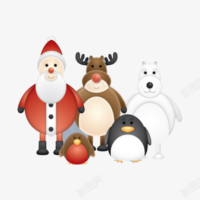 五款圣诞主题可爱包png免抠素材_88icon https://88icon.com 企鹅 北极熊 圣诞 圣诞老人 麋鹿
