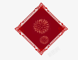 红色中国风新春菱形装饰素材
