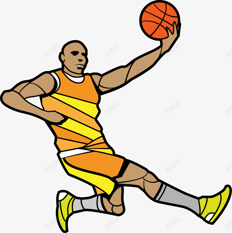 手绘篮球运动员矢量图ai免抠素材_88icon https://88icon.com 手绘 篮球运动员 运动 矢量图