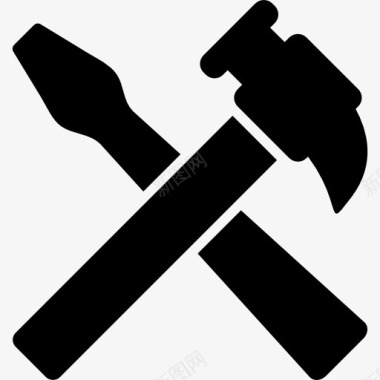 锤子和螺丝刀工具交叉图标图标