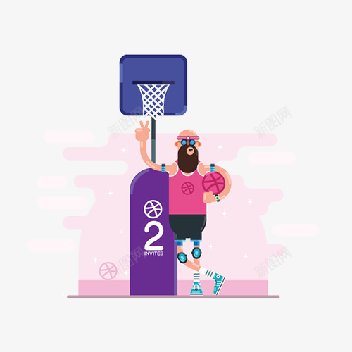 抱篮球的粉色大胡子大叔png免抠素材_88icon https://88icon.com 大叔 大胡子 粉色 运动