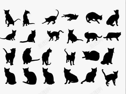 猫猫咪剪影图标图标