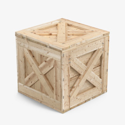 木纹色方形箱子方形实木箱子高清图片