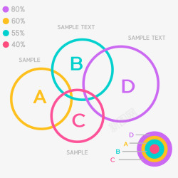 彩色圆环数据图表矢量图素材