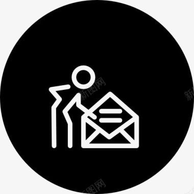 人与一个打开电子邮件信封里一圈图标图标