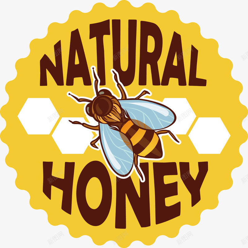 蜜糖标志png免抠素材_88icon https://88icon.com 卡通蜜蜂 自然蜂蜜 黄色背景