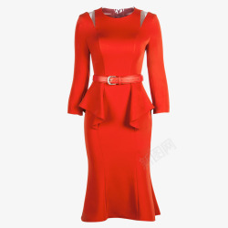 冬季红色鱼尾裙晚礼服素材
