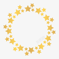 手绘金色五角星装饰花环素材
