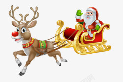 精美的圣诞老人和小鹿图素材