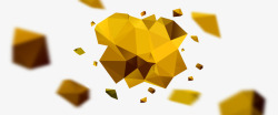 黄色立体几何碎石漂浮素材