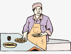 卡通手绘做菜厨师拿碟子男人素材