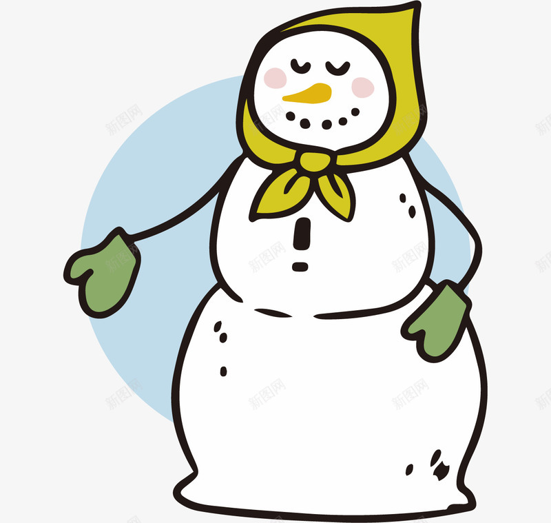 戴头巾的雪人png免抠素材_88icon https://88icon.com 冬季 创意 动作 头巾 微笑 手套 白色雪人 表情