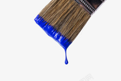 油漆刷子上滴落的蓝色油漆素材