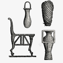 古埃及椅子和尖底瓶素材
