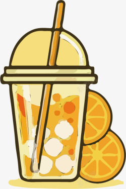 精致的橙汁饮料简笔画透明素材