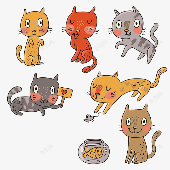 猫的各种动作png免抠素材_88icon https://88icon.com 坐着的猫 抓老鼠的猫 睡觉的猫 走路的猫