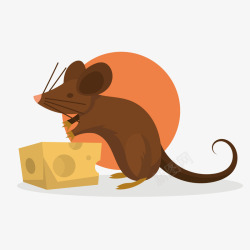 创意卡通老鼠吃东西小老鼠矢量图素材
