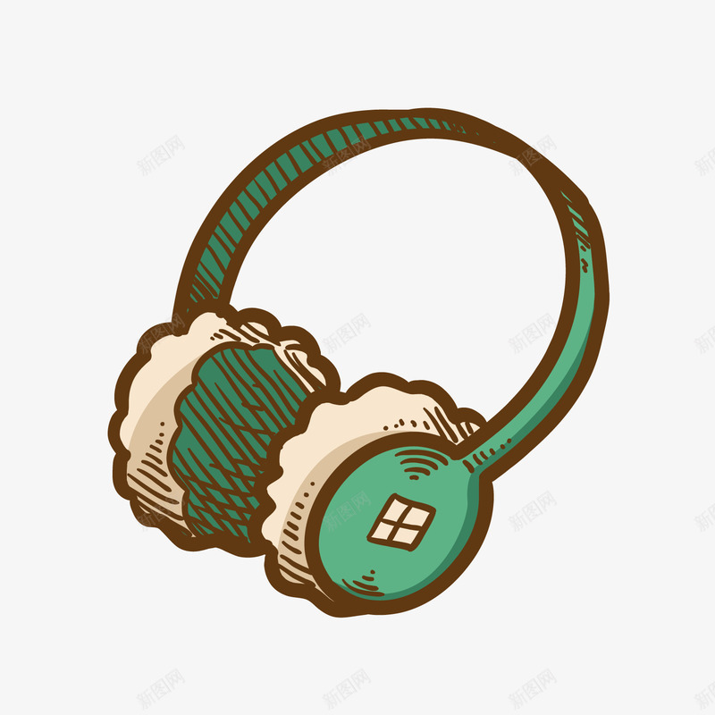 绿色卡通耳罩png免抠素材_88icon https://88icon.com 冬季装饰 卡通耳罩 手绘耳罩 绿色 背景装饰