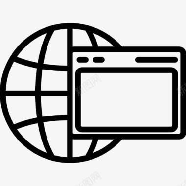 世界网格和一个浏览器窗口里一圈图标图标