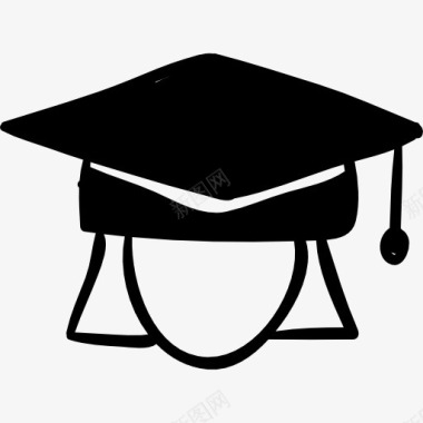 手绘教育带毕业帽的学生头图标图标