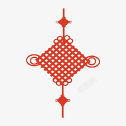 红色纹理装饰中国结元素素材