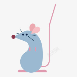 扁平化长尾巴的老鼠矢量图素材