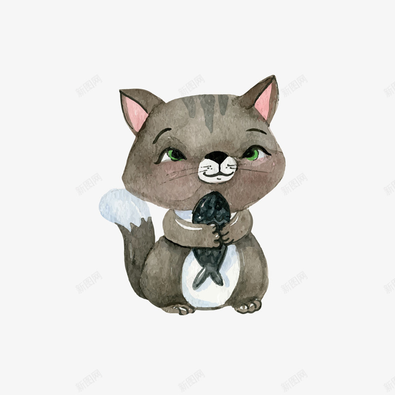 吃鱼的猫咪png免抠素材_88icon https://88icon.com 动物 吃鱼的猫咪 宠物 小猫咪 小鱼 手绘猫咪 猫咪