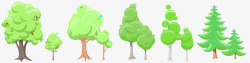卡通绿色树木群素材