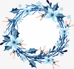 花环挂饰手绘蓝色花环矢量图高清图片