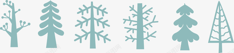 卡通购物元素冬季树木蓝色卡通剪影矢量图图标图标