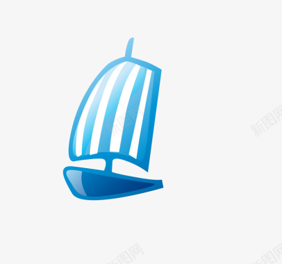 船卡通卡通蓝色帆船标识矢量图图标图标