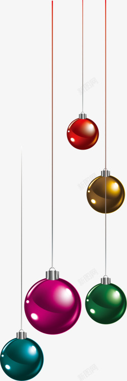 圣诞节多彩吊球装饰素材