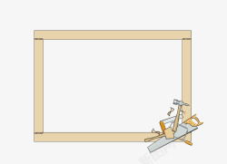 卡通扁平化长方形木质文本框矢量图素材