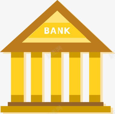 bank金色银行房屋图标矢量图图标