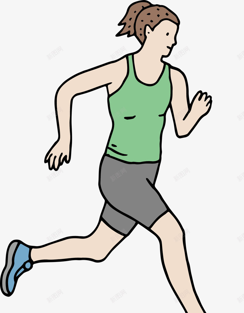 跑步健身主题绿衣女士矢量图ai免抠素材_88icon https://88icon.com 人物 体育 健身 卡通绿衣女士 手描 活动 设计 跑步 运动 锻炼 矢量图
