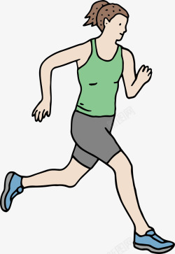 跑步健身主题绿衣女士矢量图素材