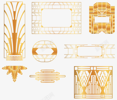 金色欧式边框装饰图标图标