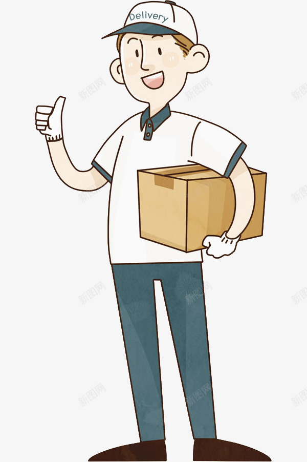 抱着包裹的快递员png免抠素材_88icon https://88icon.com 卡通 大拇指 帅气的 快递员 插图 男人 箱子