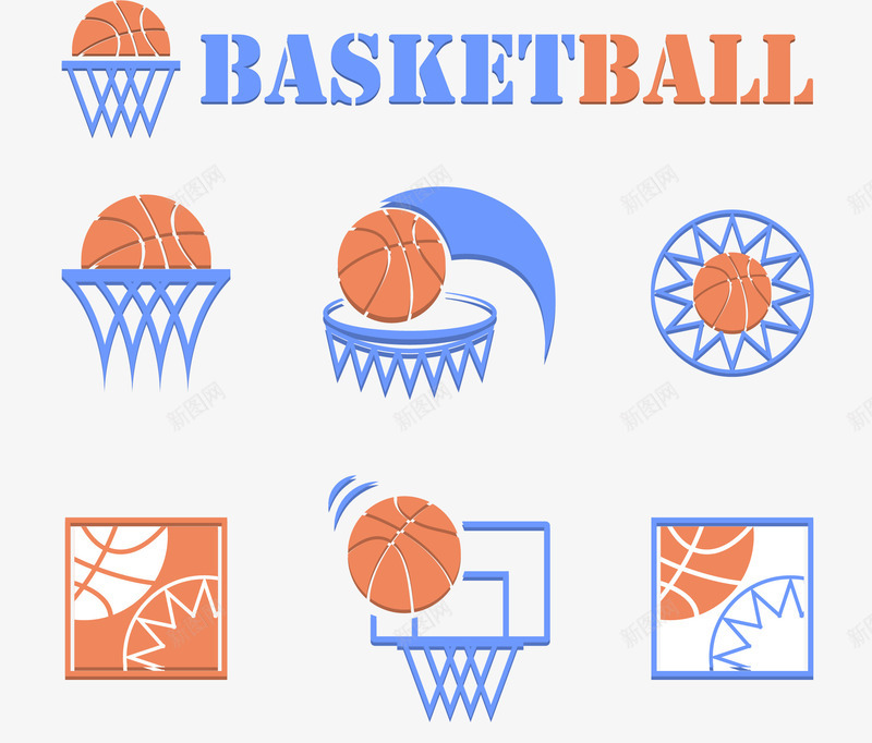 扁平篮球运动标志png免抠素材_88icon https://88icon.com 打篮球 投篮 篮球 篮筐 篮网 运动标志