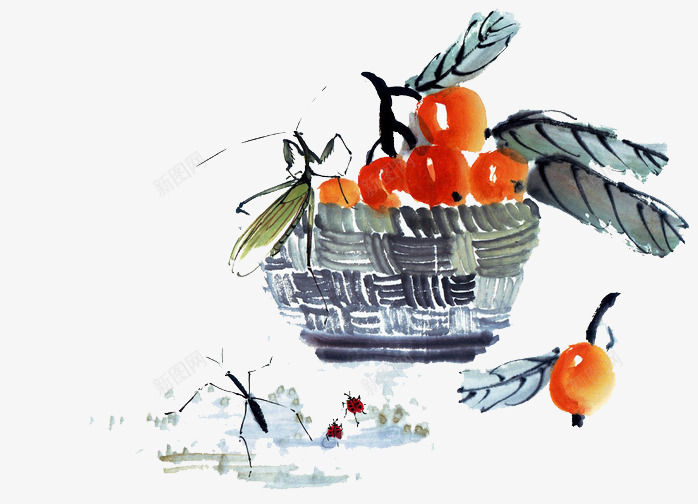 一筐枇杷png免抠素材_88icon https://88icon.com 免扣 国画 国画枇杷叶 手绘 枇杷 枇杷花 漂浮 背景 装饰